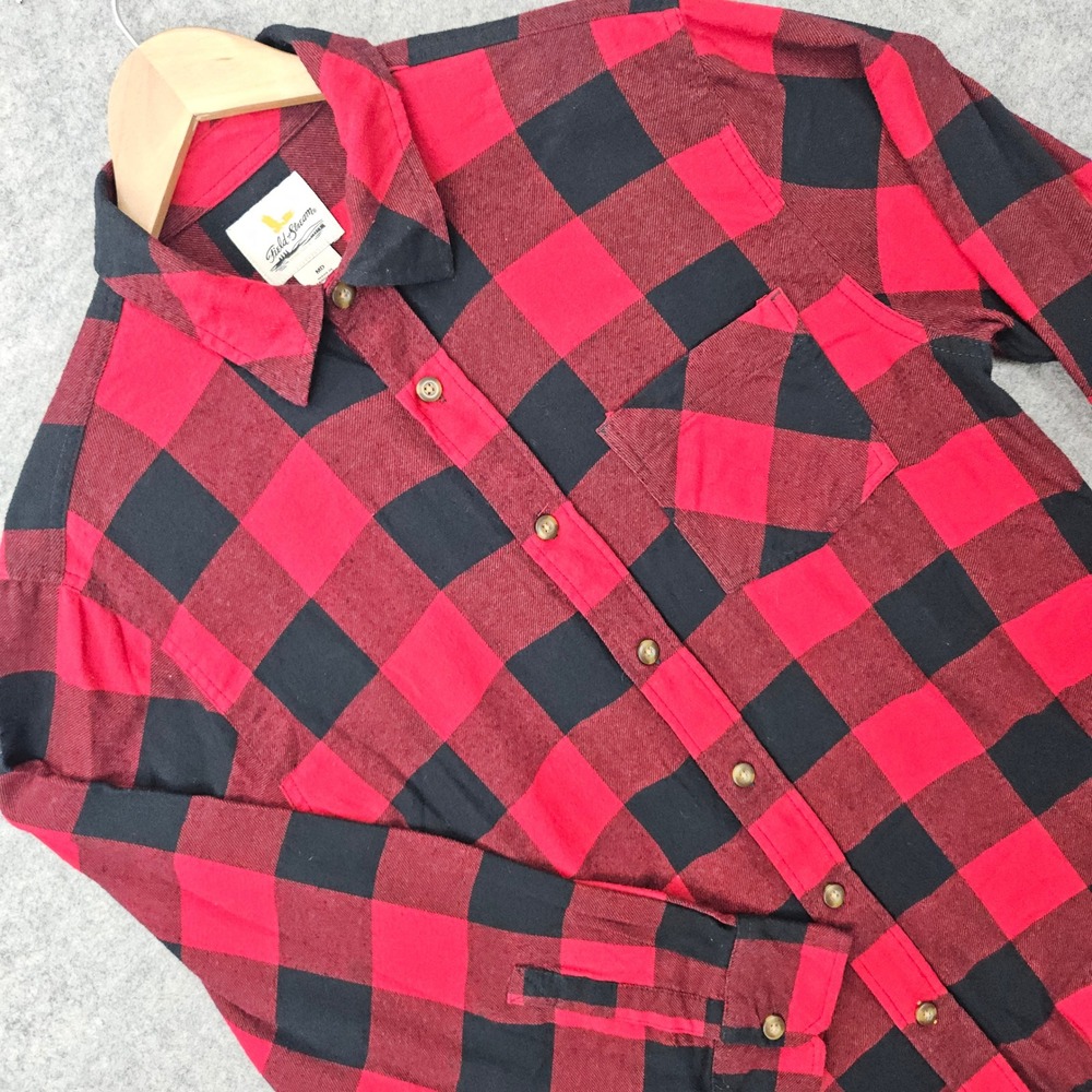 Field & Stream Flannel Shirt Men's Medium Red Black Buffalo Plaid Long Sleeve